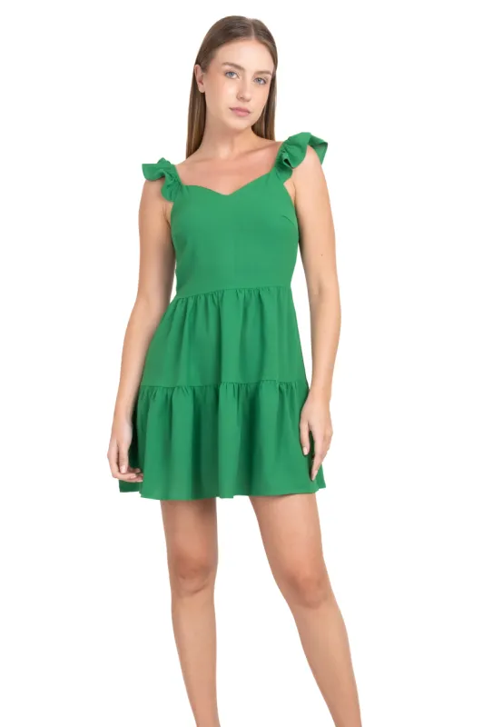 Vestido mini tirantes olanes liso sold by Shasa