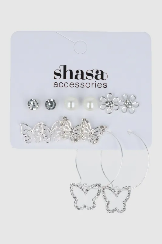 Set de 6 pares de aretes de mariposa sold by Shasa