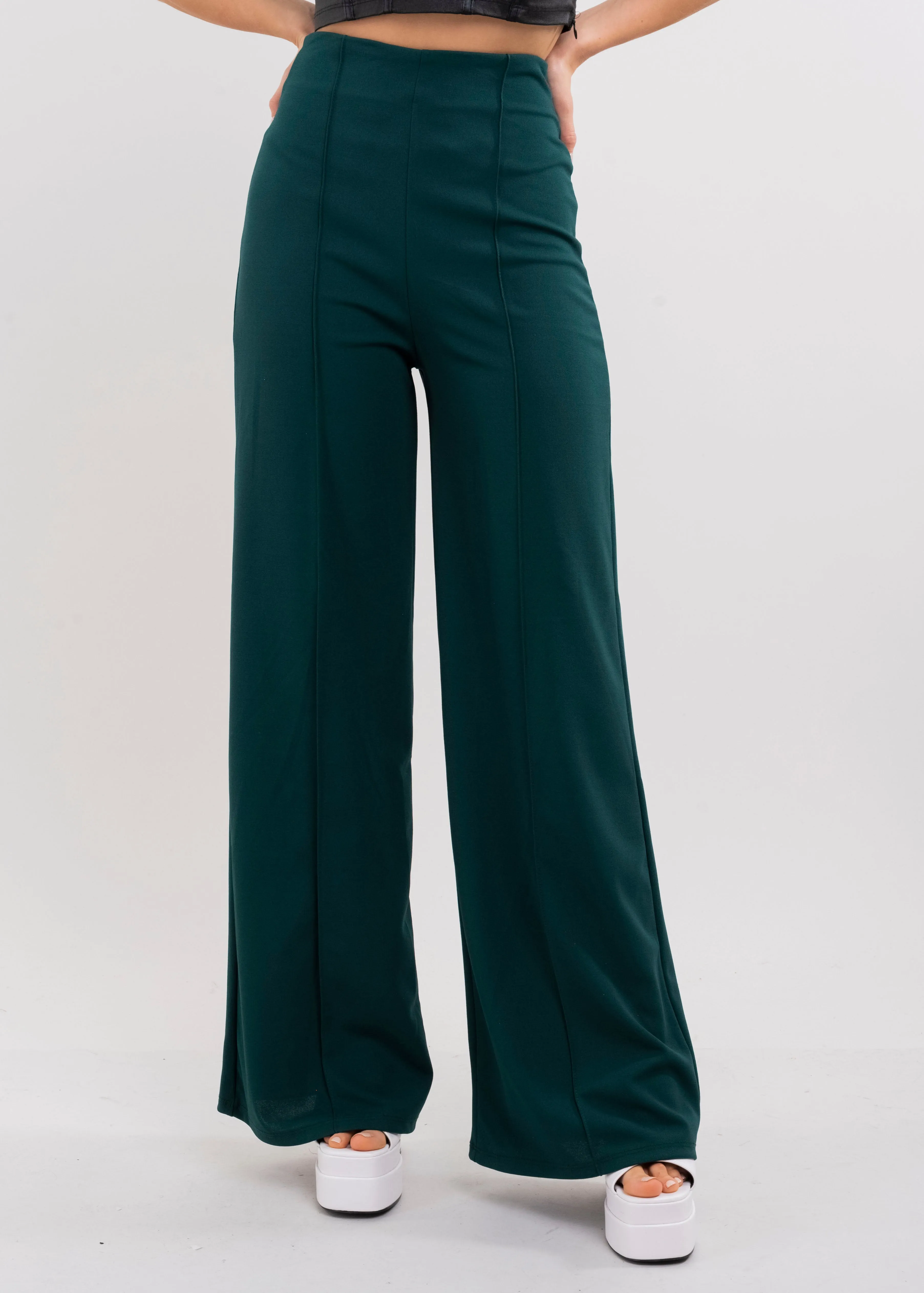 Pantalón Wide Leg Cintura Alta Costuras sold by Shasa