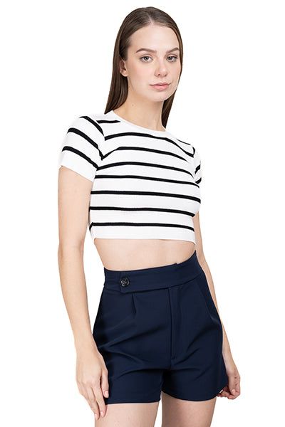 Top Crop Punto Manga Corta Rayas sold by Shasa