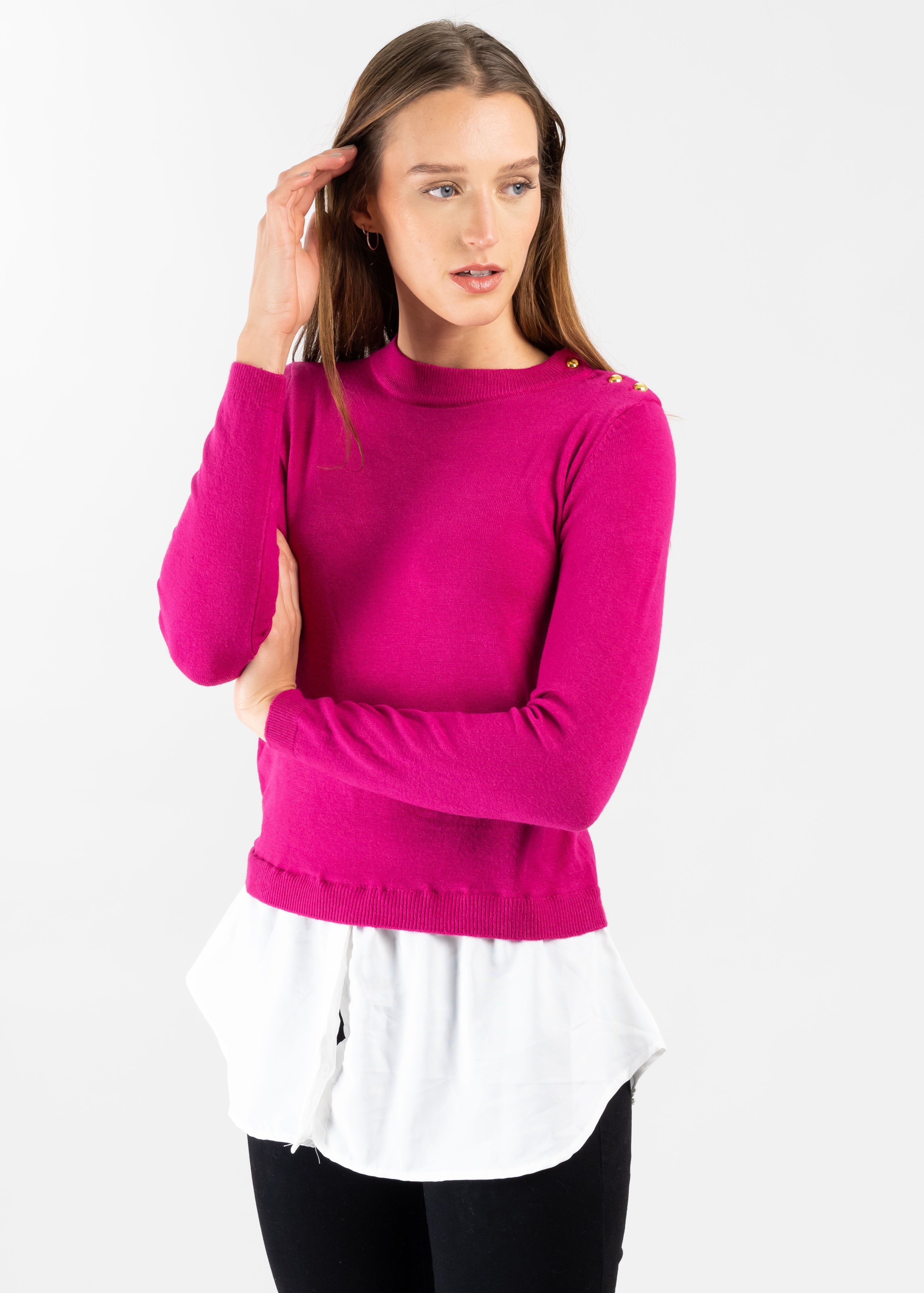 Suéter Cuello Alto Simulación Camisa sold by Shasa