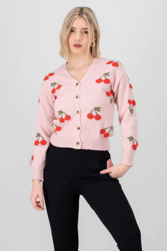 Cardigan Botones Detalle Cerezas sold by Shasa