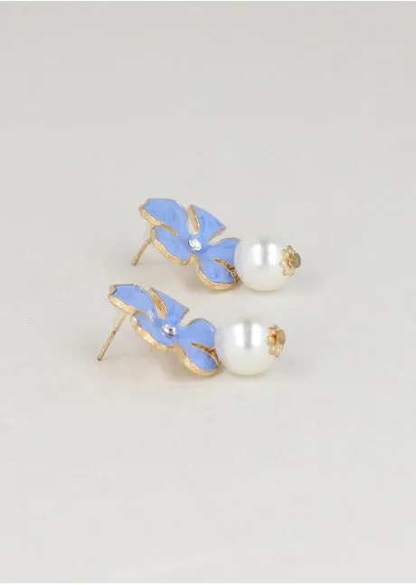 Aretes Flor Esmaltada Perla sold by Shasa product image thumbnail 2