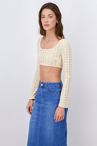 Top Crop Eyelets Manga Larga sold by Shasa product image thumbnail 3