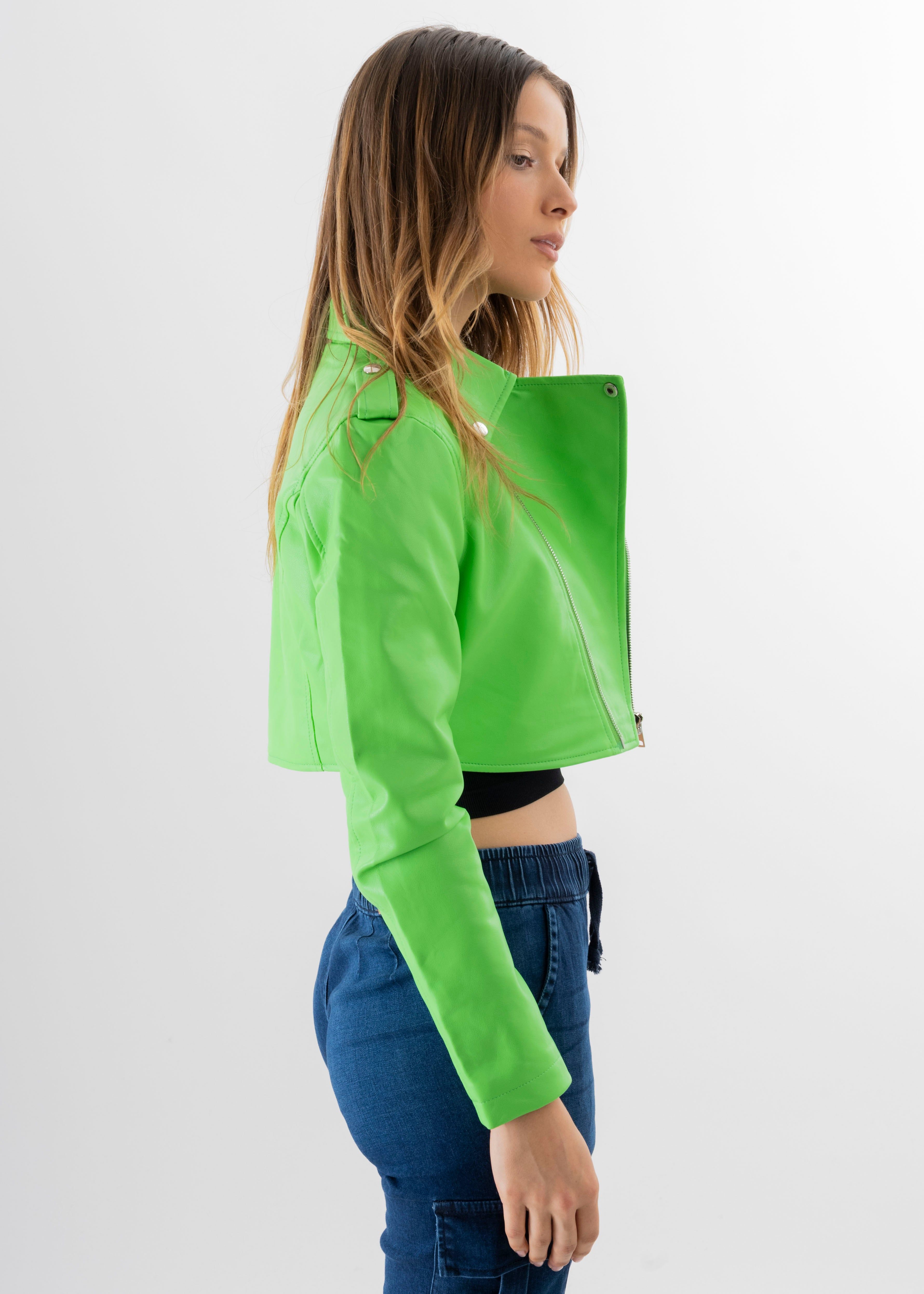 Chamarra crop biker efecto piel sold by Shasa product image thumbnail 3