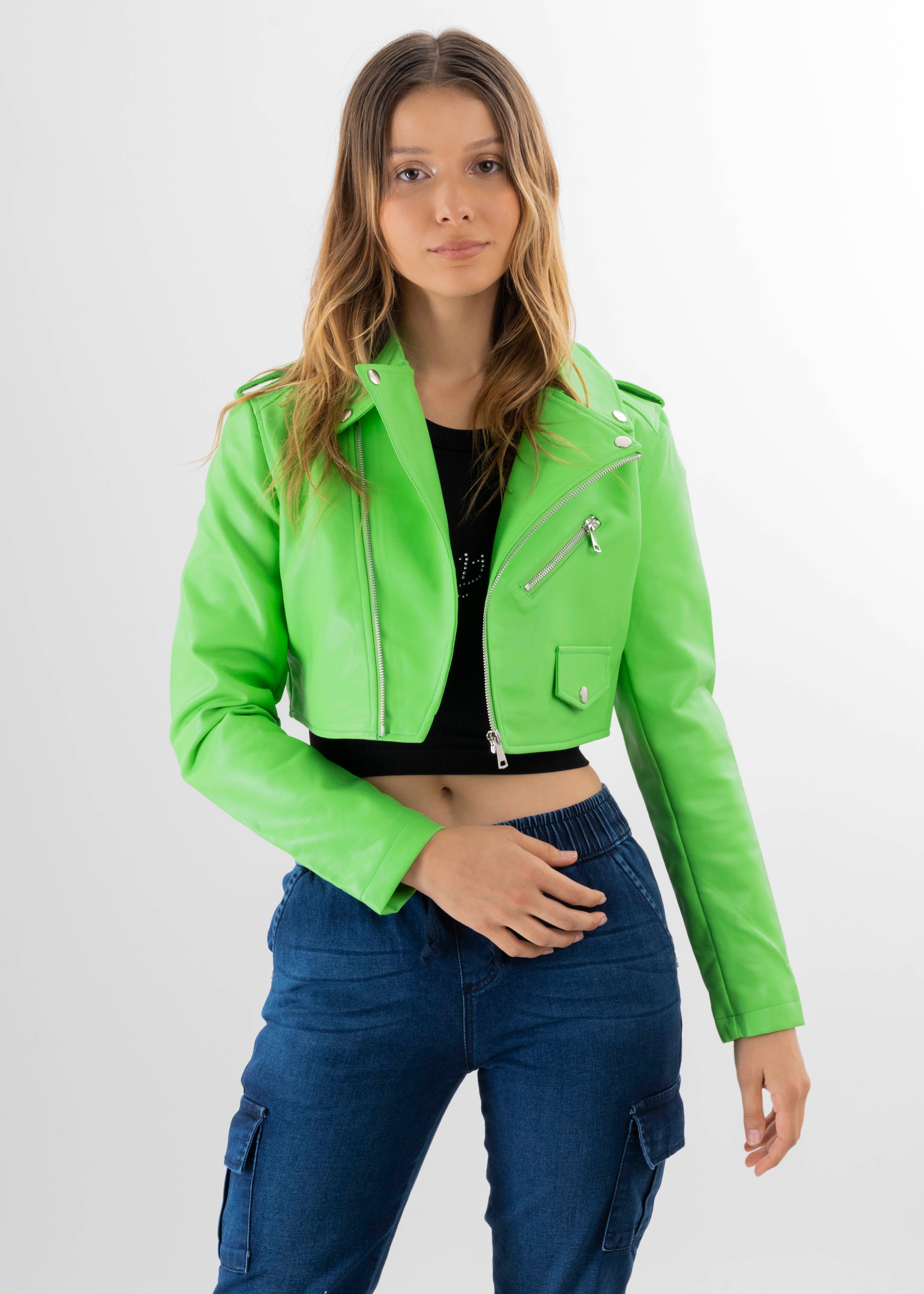Chamarra crop biker efecto piel sold by Shasa product image thumbnail 2