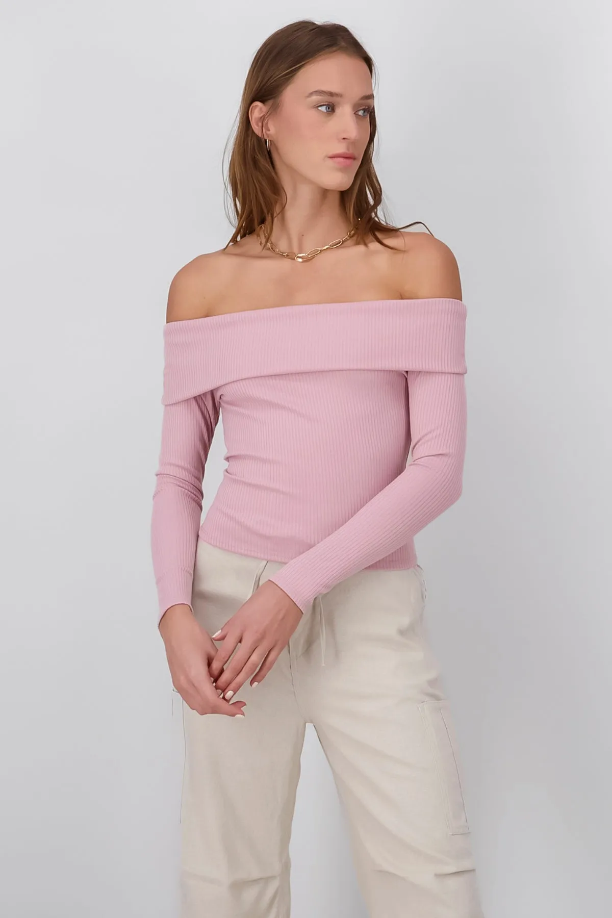 Top Rib Manga Larga Sin Hombros sold by Shasa