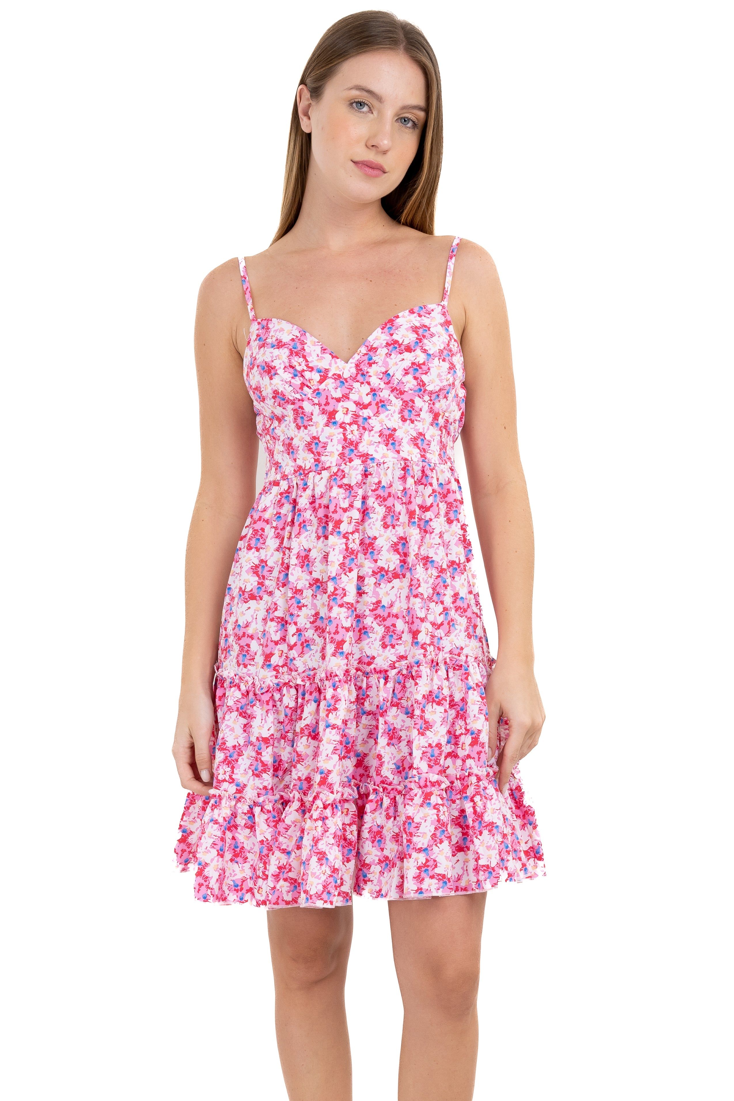 Vestido mini flores escote corazón sold by Shasa