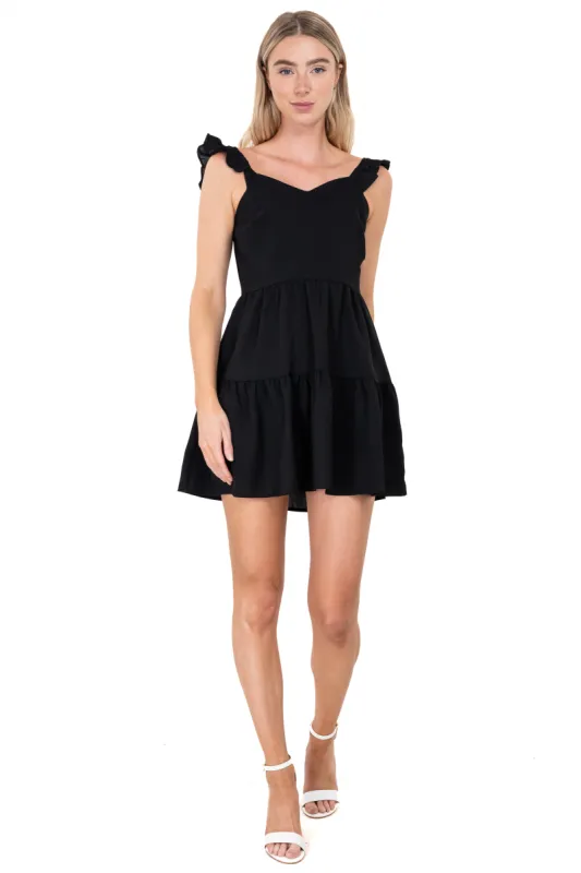 Vestido mini tirantes olanes liso sold by Shasa