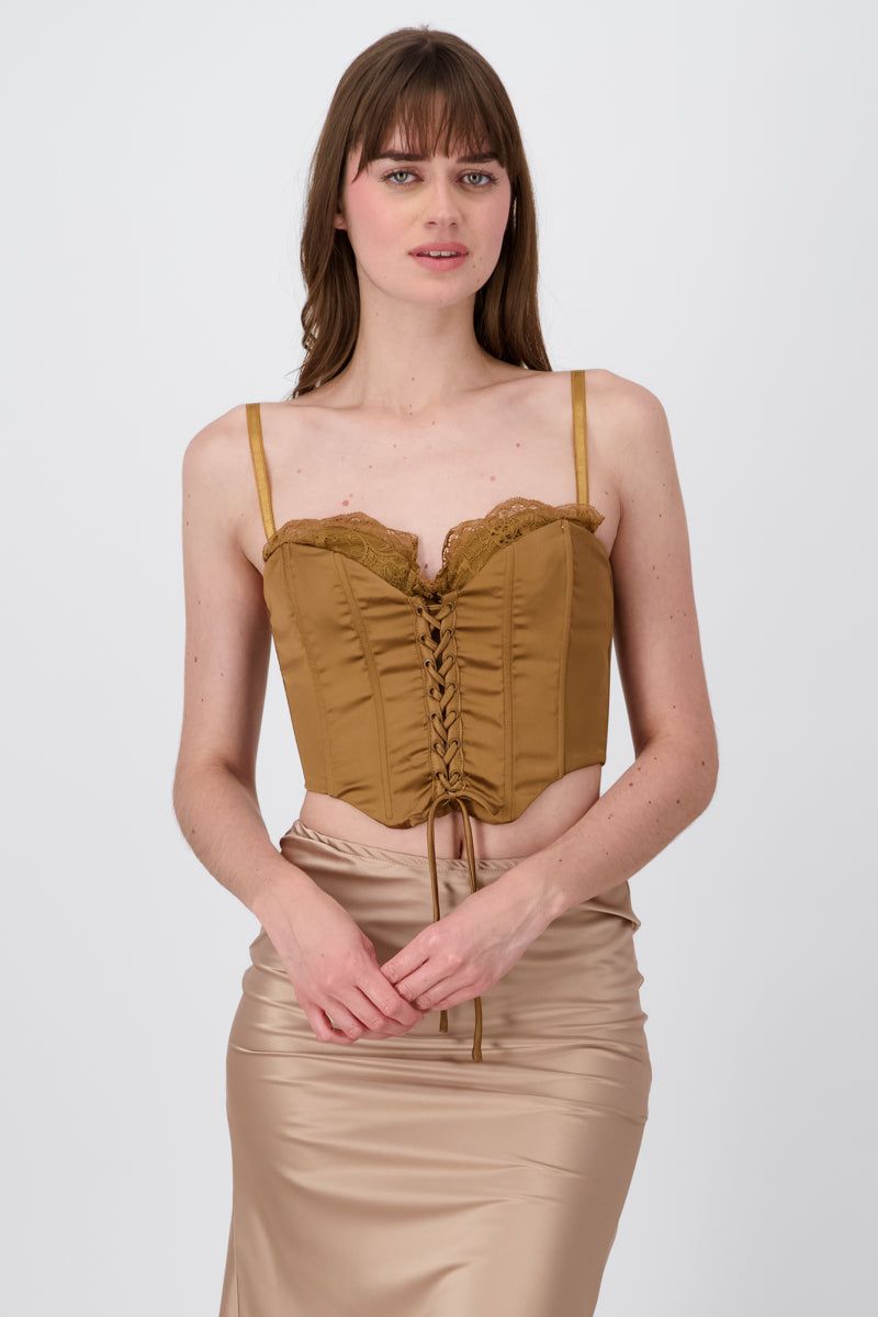 Blusa corset satin con lace up sold by Shasa product image thumbnail 2