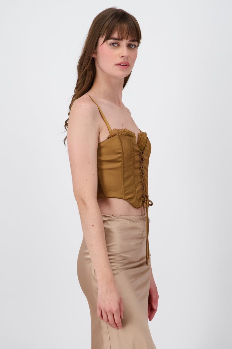 Blusa corset satin con lace up sold by Shasa product image thumbnail 3