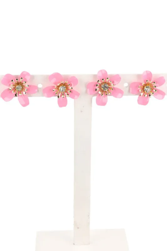 2 Pares Aretes Flor Color sold by Shasa