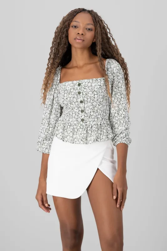 Blusa manga larga escote cuadrado floral Hypsters sold by Shasa