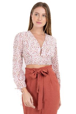Blusa crop botones flores sold by Shasa