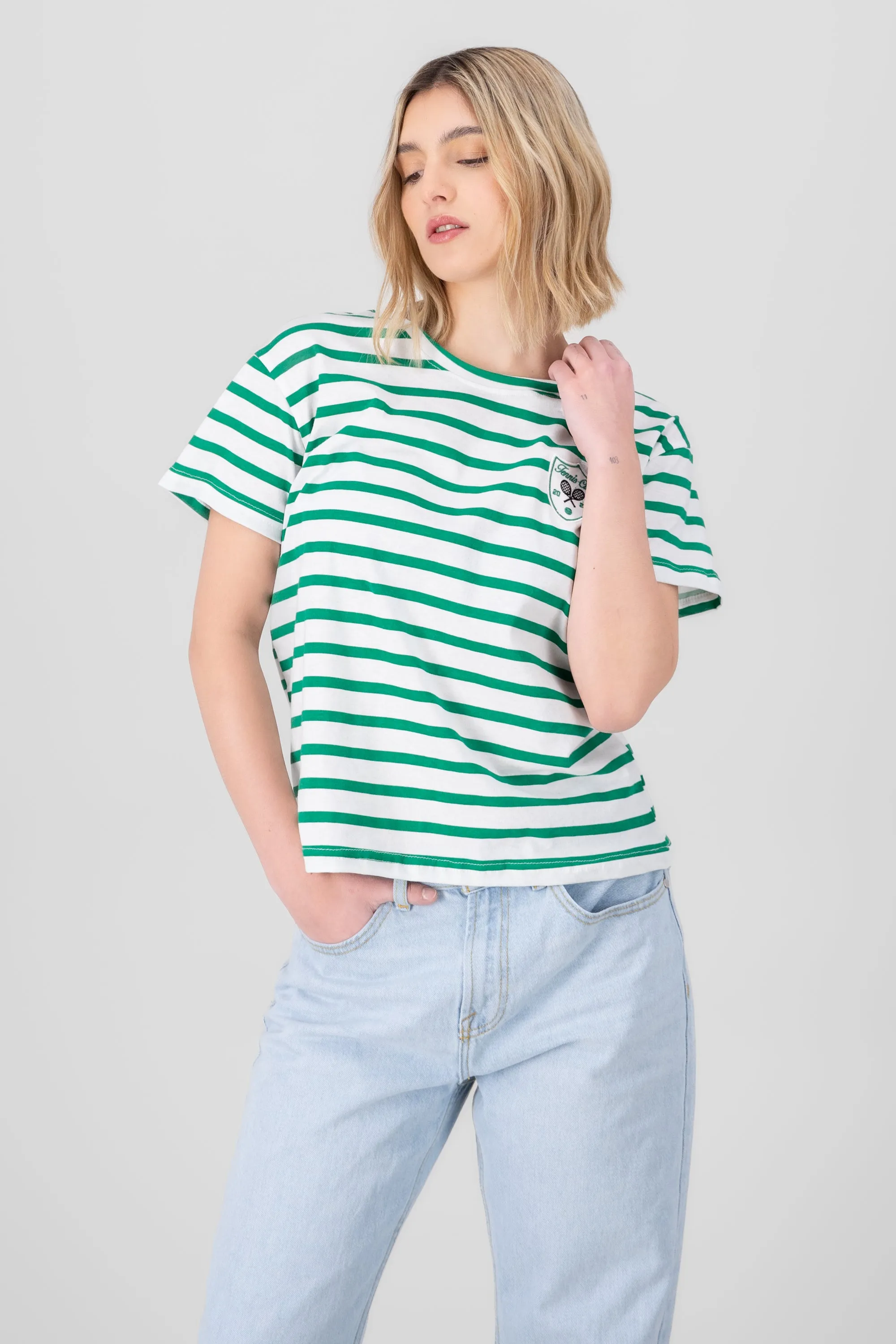 Playera rayas detalle bordado tenis sold by Shasa product image thumbnail 2