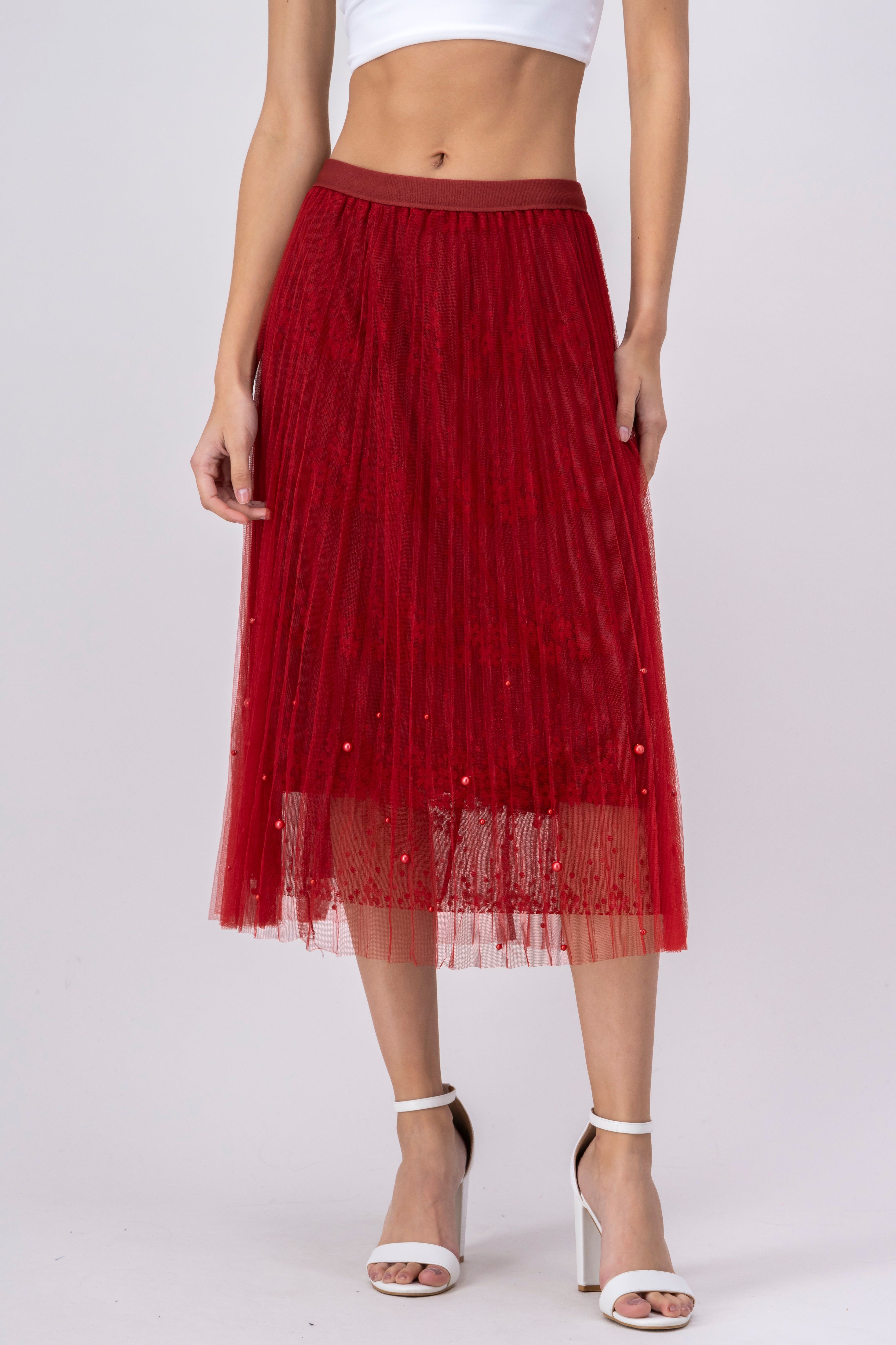 Falda midi plisada encaje flores sold by Shasa product image thumbnail 2