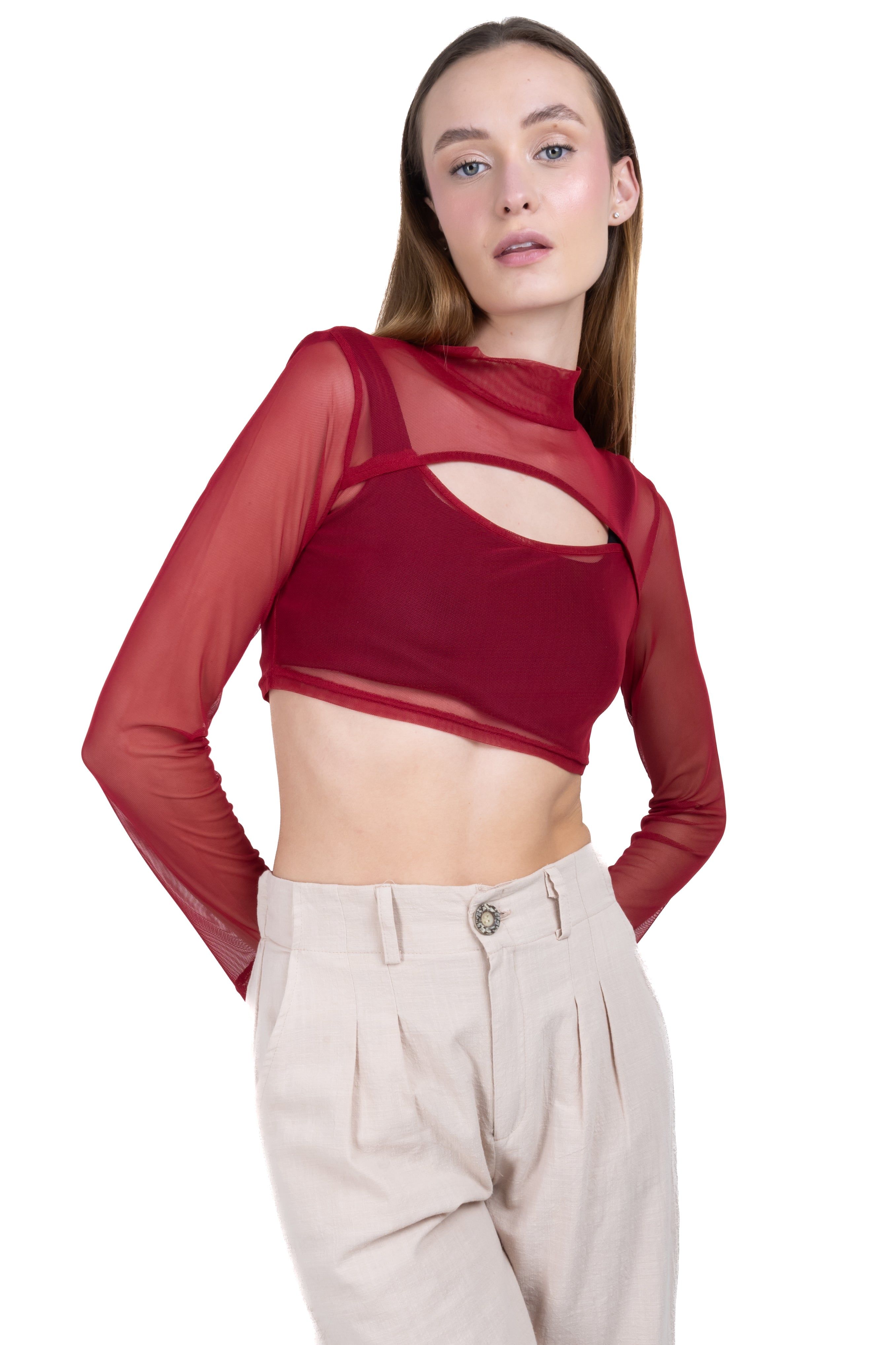 Top crop mesh cut out sold by Shasa product image thumbnail 2