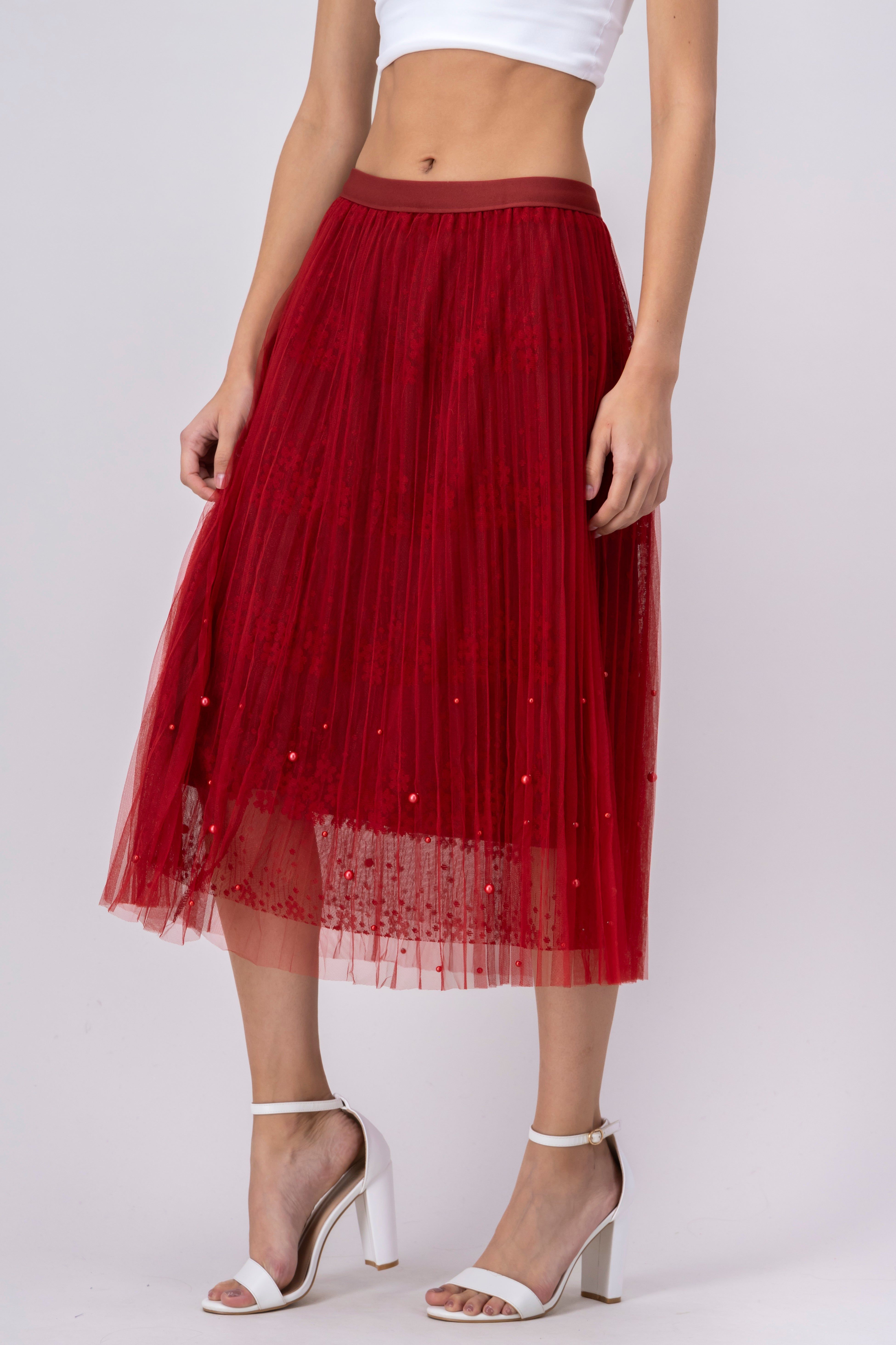 Falda midi plisada encaje flores sold by Shasa product image thumbnail 3