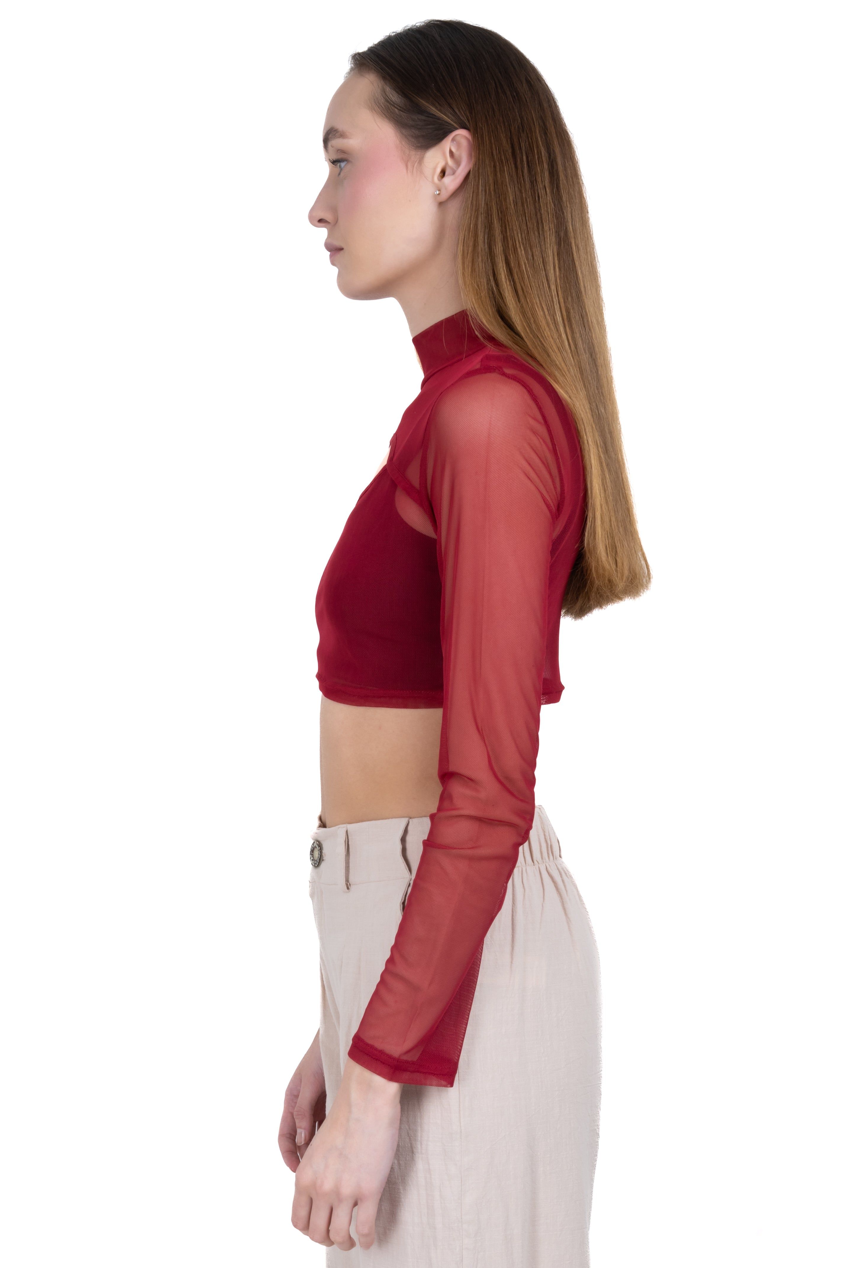 Top crop mesh cut out sold by Shasa product image thumbnail 3