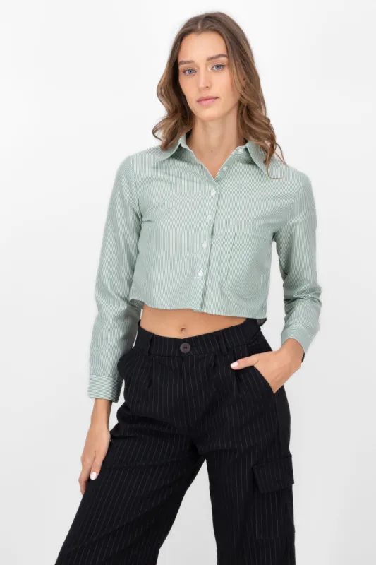 Camisa Crop Doble Bolsillo sold by Shasa