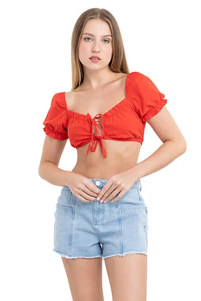 Top crop abertura cintas olán sold by Shasa