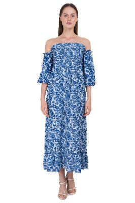 Vestido maxi hombros descubiertos paisley sold by Shasa