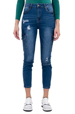 Jeans skinny cargo destrucciones sold by Shasa