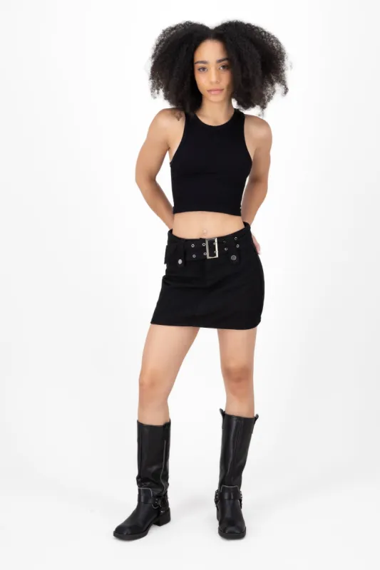 Mini falda denim cinturon sold by Shasa