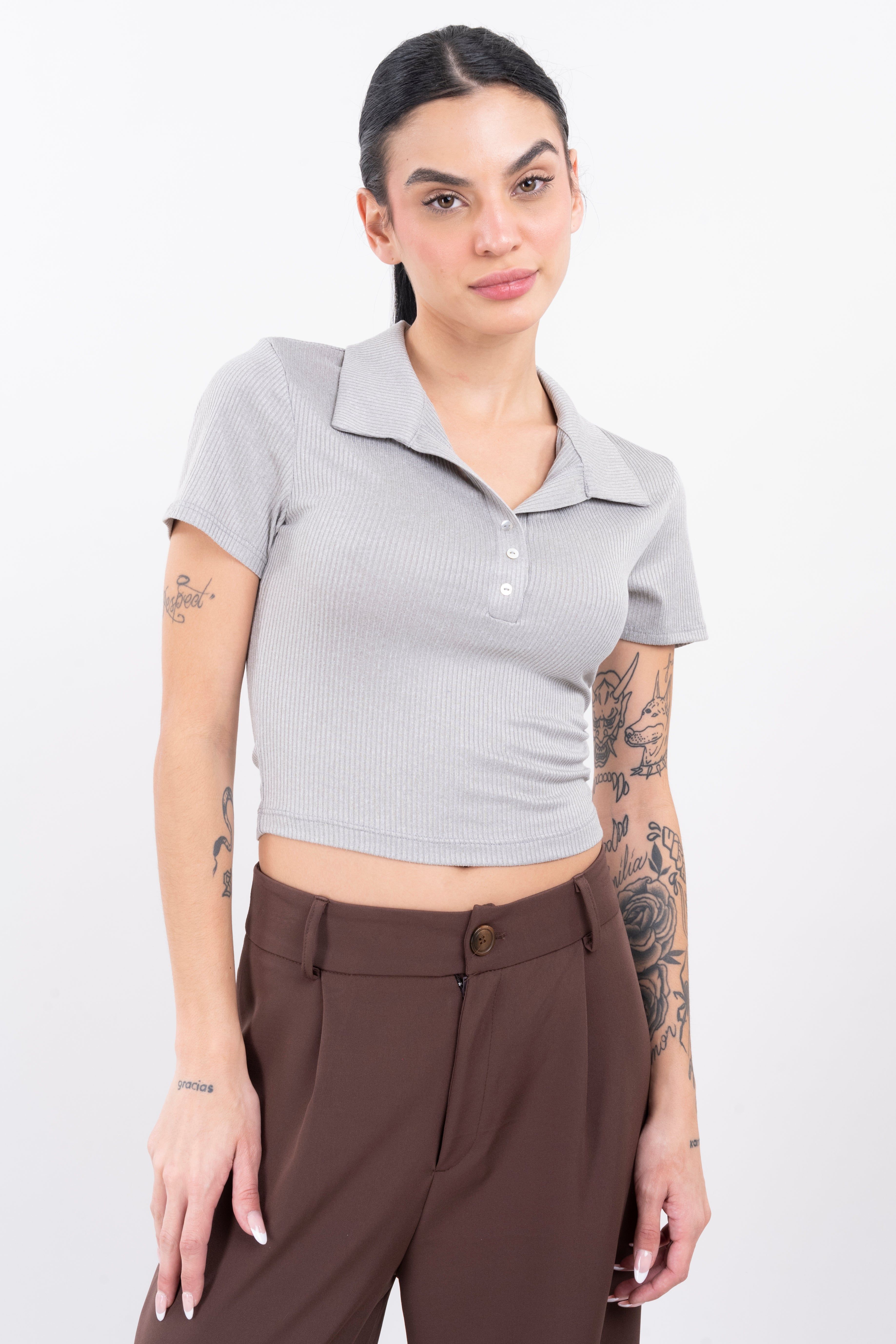 Top polo manga corta rib sold by Shasa product image thumbnail 5