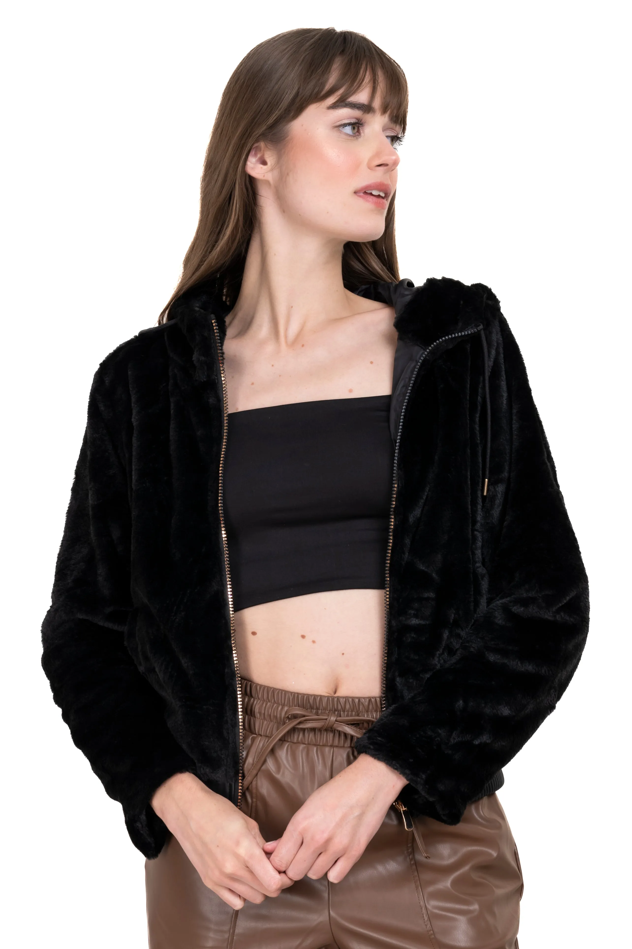 Chamarra bomber peluche capucha sold by Shasa