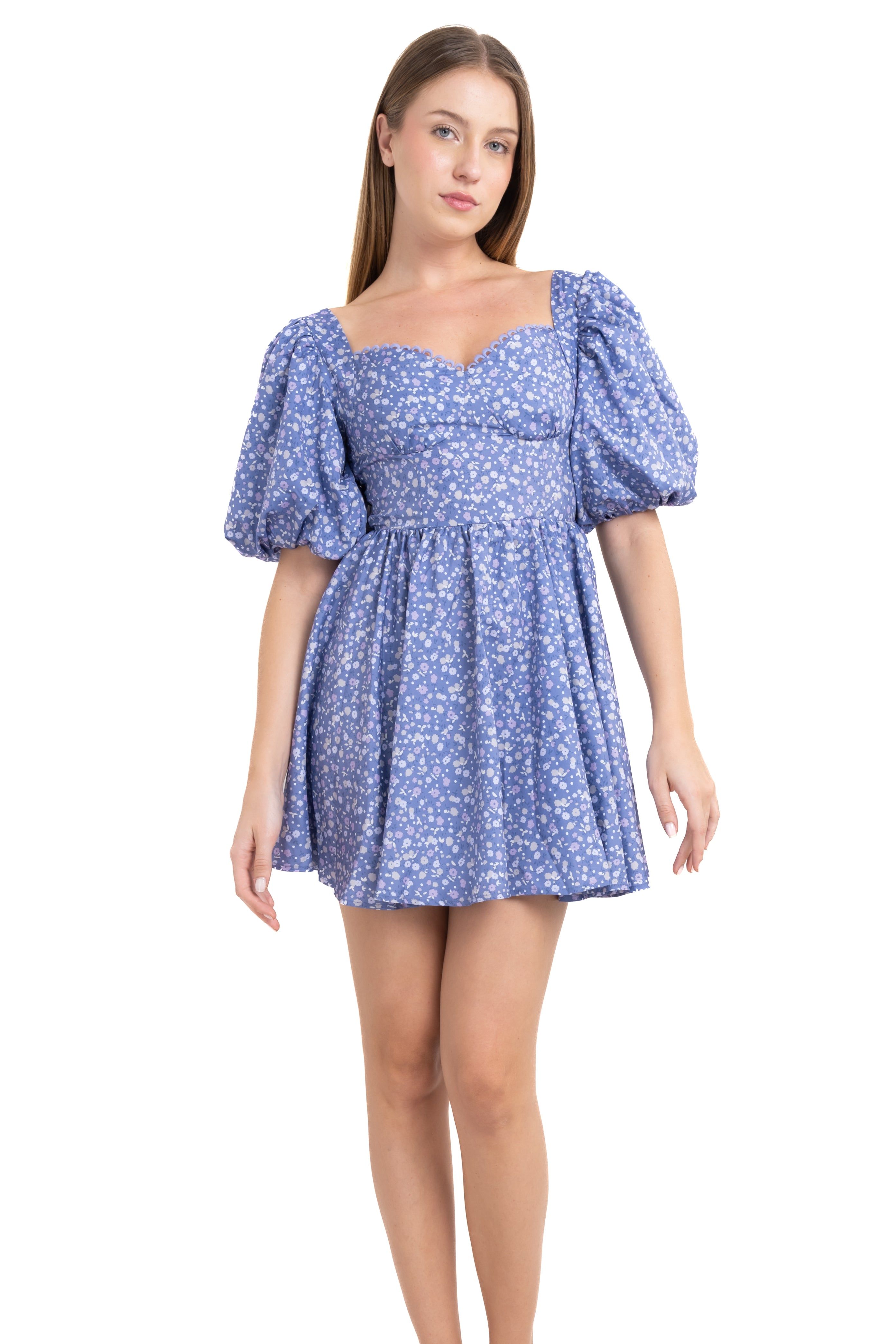 Vestido mini manga globo flores sold by Shasa product image thumbnail 2