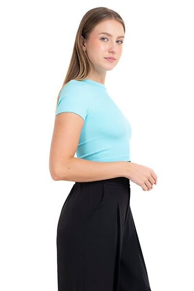 Top crop acanalado manga corta sold by Shasa product image thumbnail 3