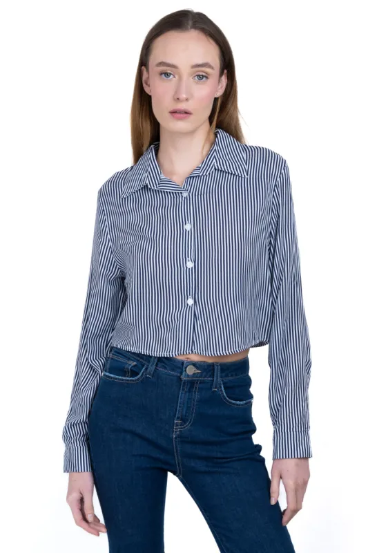 Camisa crop manga larga rayas sold by Shasa
