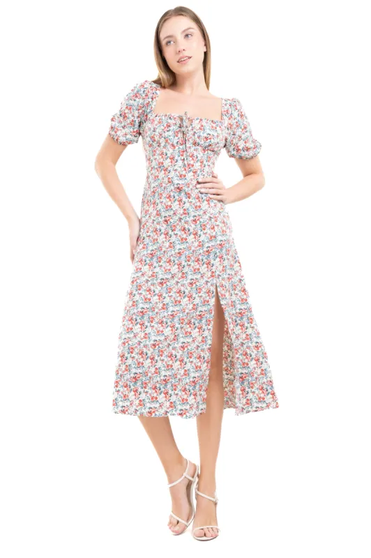 Vestido maxi abertura flores sold by Shasa