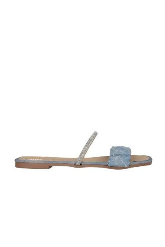 Sandalia plana denim brillos sold by Shasa