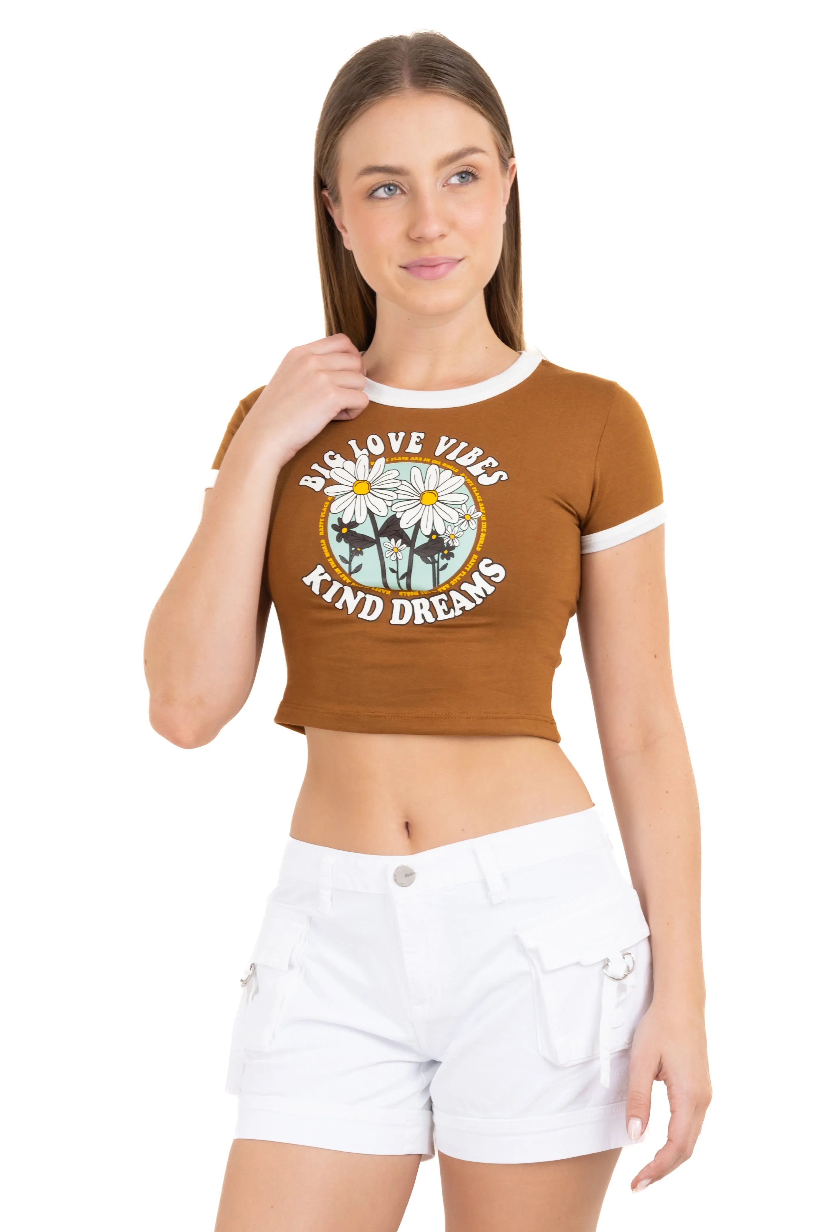 Playera Crop Frase Flores sold by Shasa product image thumbnail 2