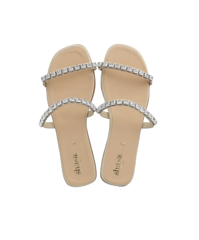 Sandalia pala tiras brillos sold by Shasa