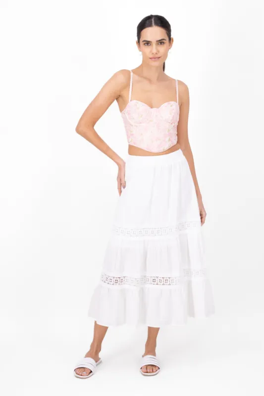 Falda Midi Detalle Crochet sold by Shasa