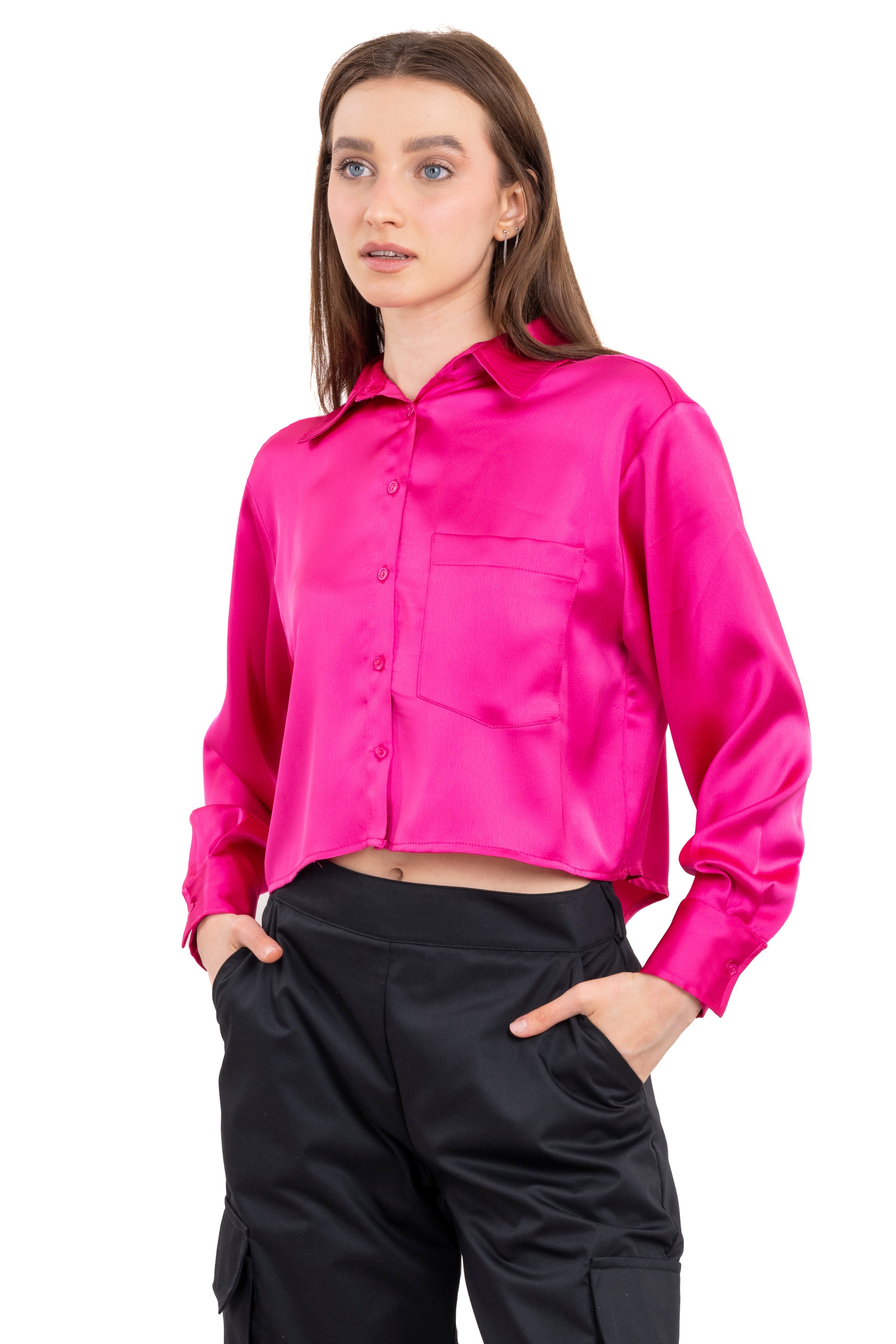 Camisa crop satín bolsa sold by Shasa