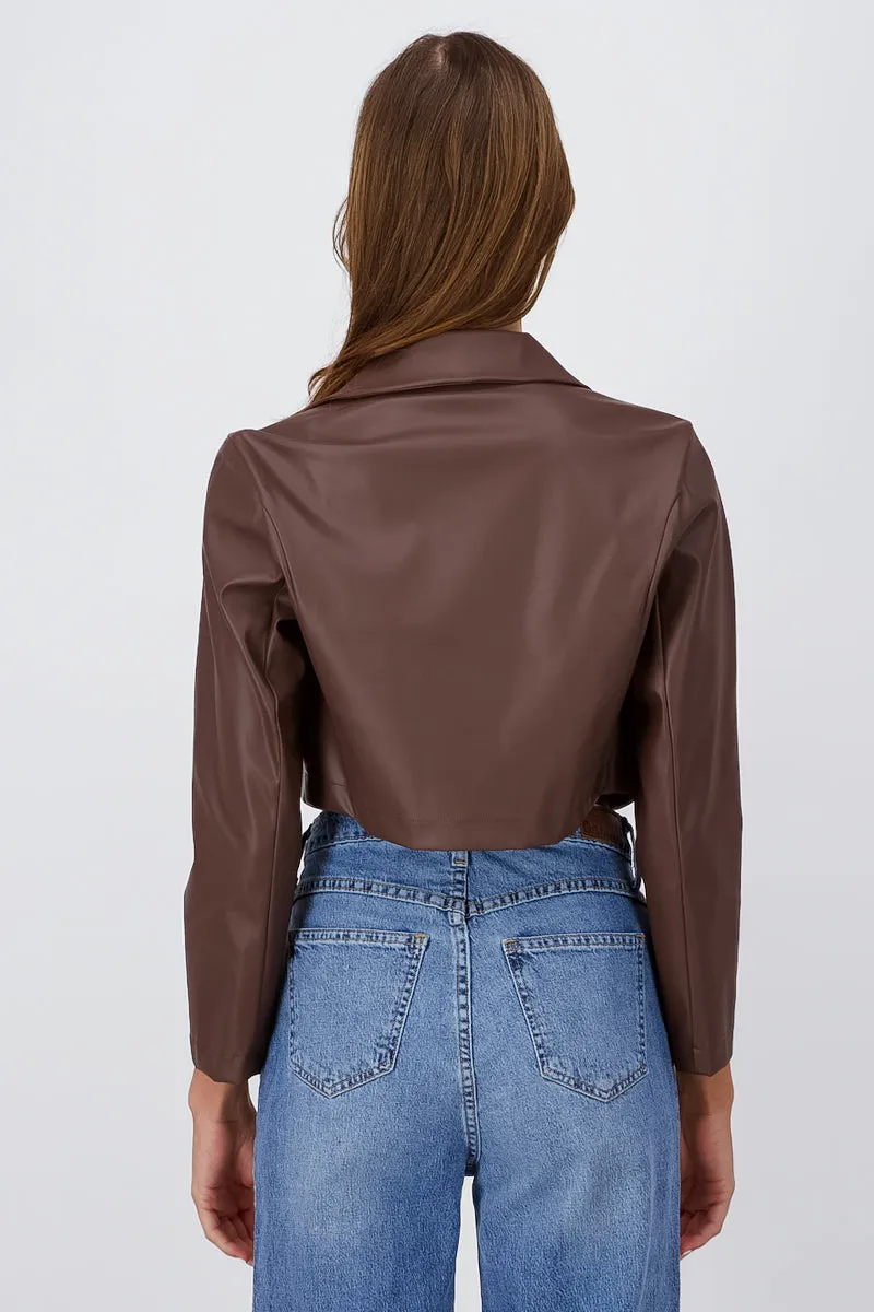 Blazer crop efecto piel bolsillos sold by Shasa product image thumbnail 4