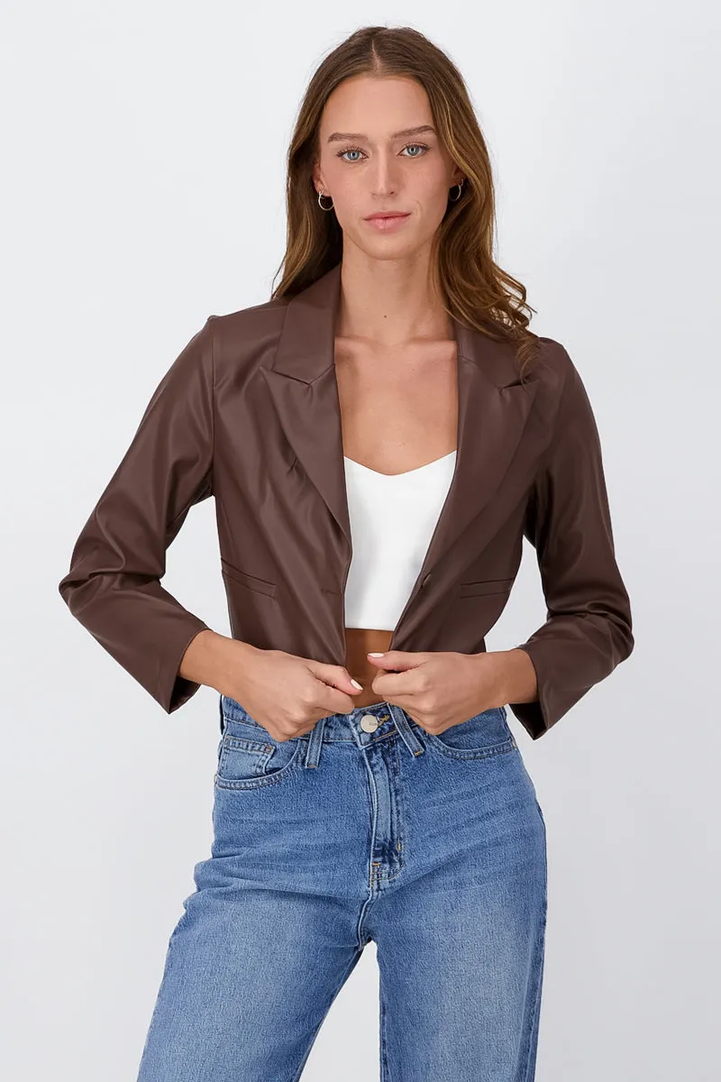 Blazer crop efecto piel bolsillos sold by Shasa product image thumbnail 2