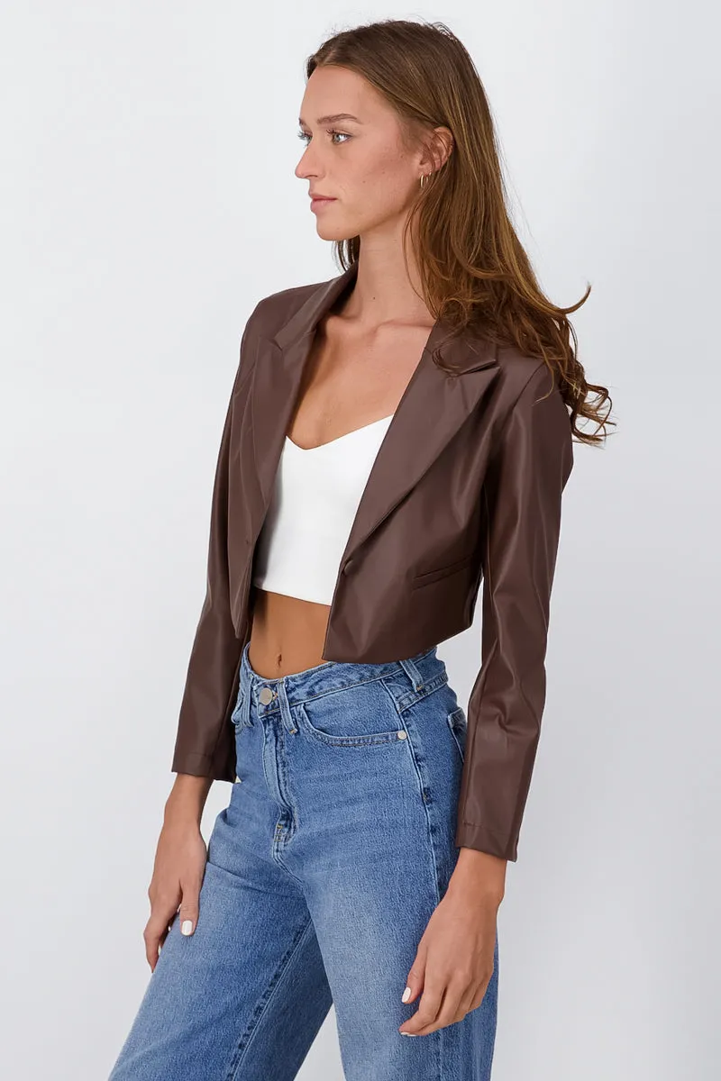 Blazer crop efecto piel bolsillos sold by Shasa product image thumbnail 3