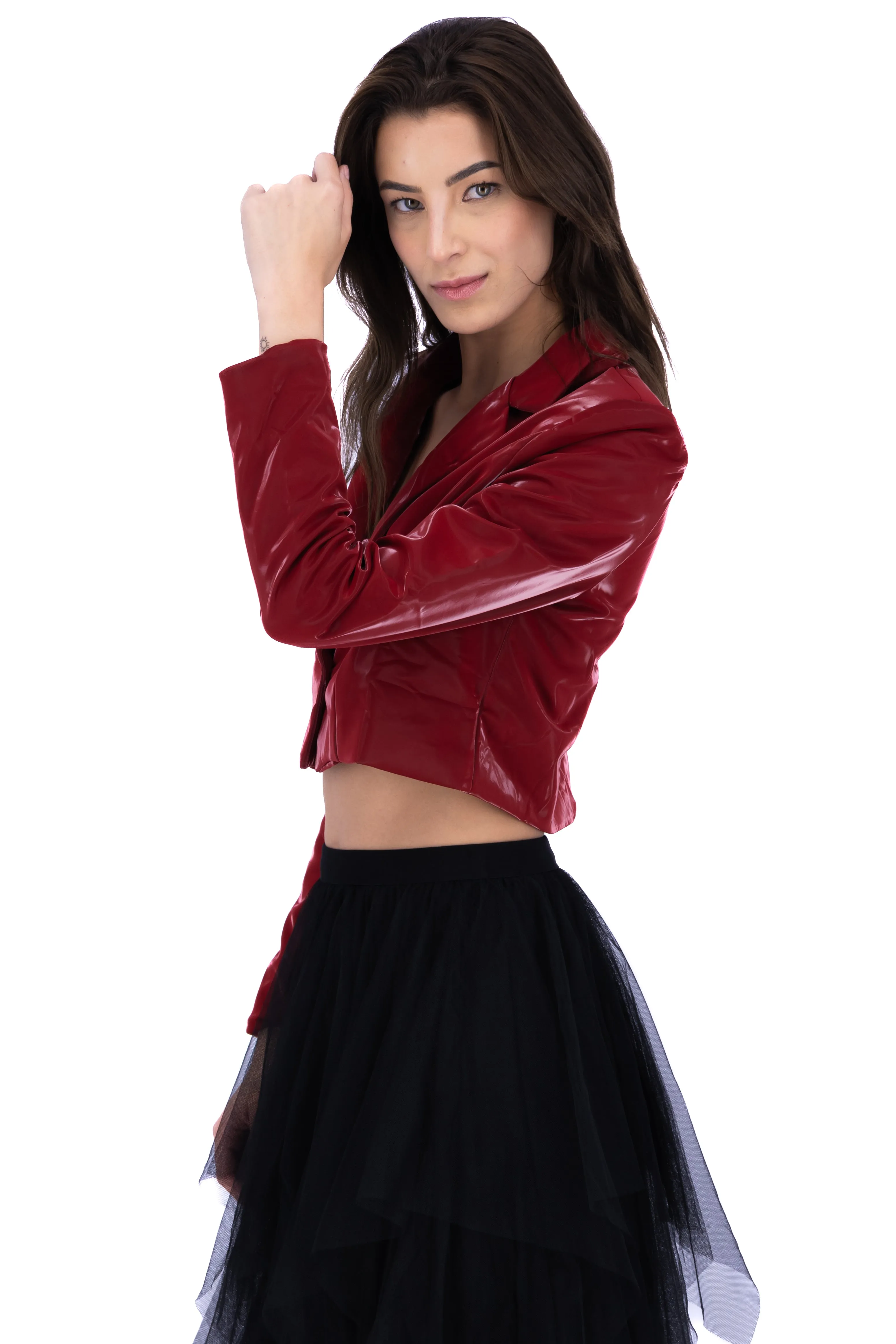 Blazer cropped con efecto liso sold by Shasa product image thumbnail 3