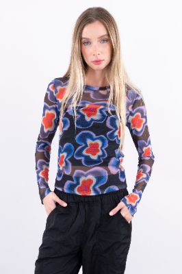 Top mesh manga larga flores tie dye sold by Shasa