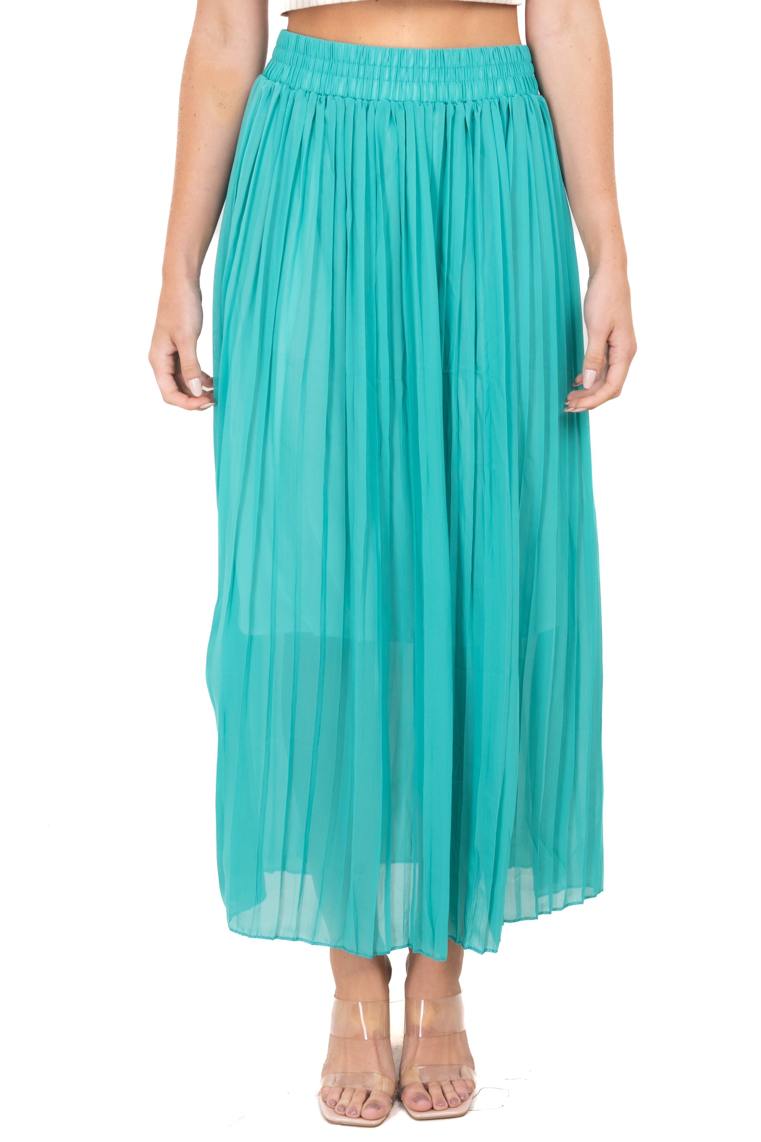 Falda midi tableada mesh sold by Shasa