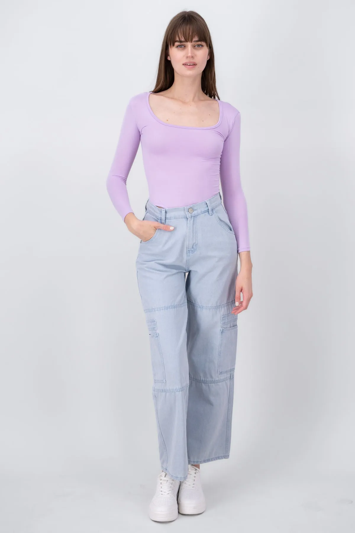 Jeans straight cargo sold by Shasa