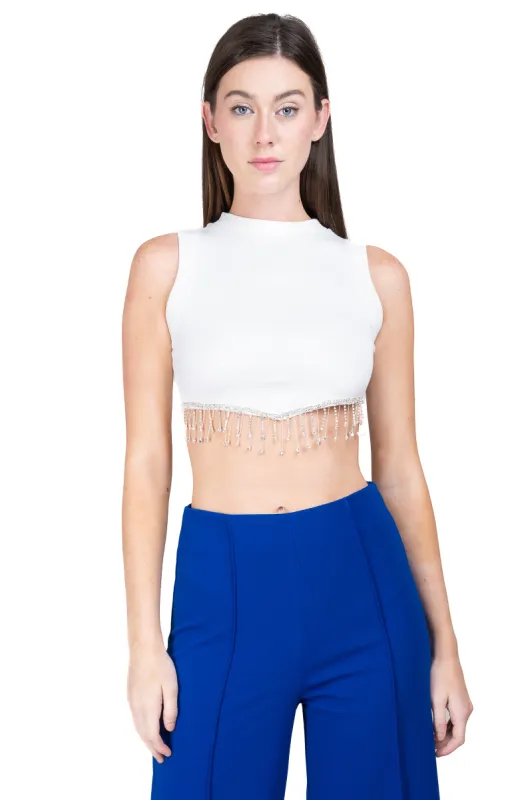 Top cuello alto acanalado brillos sold by Shasa