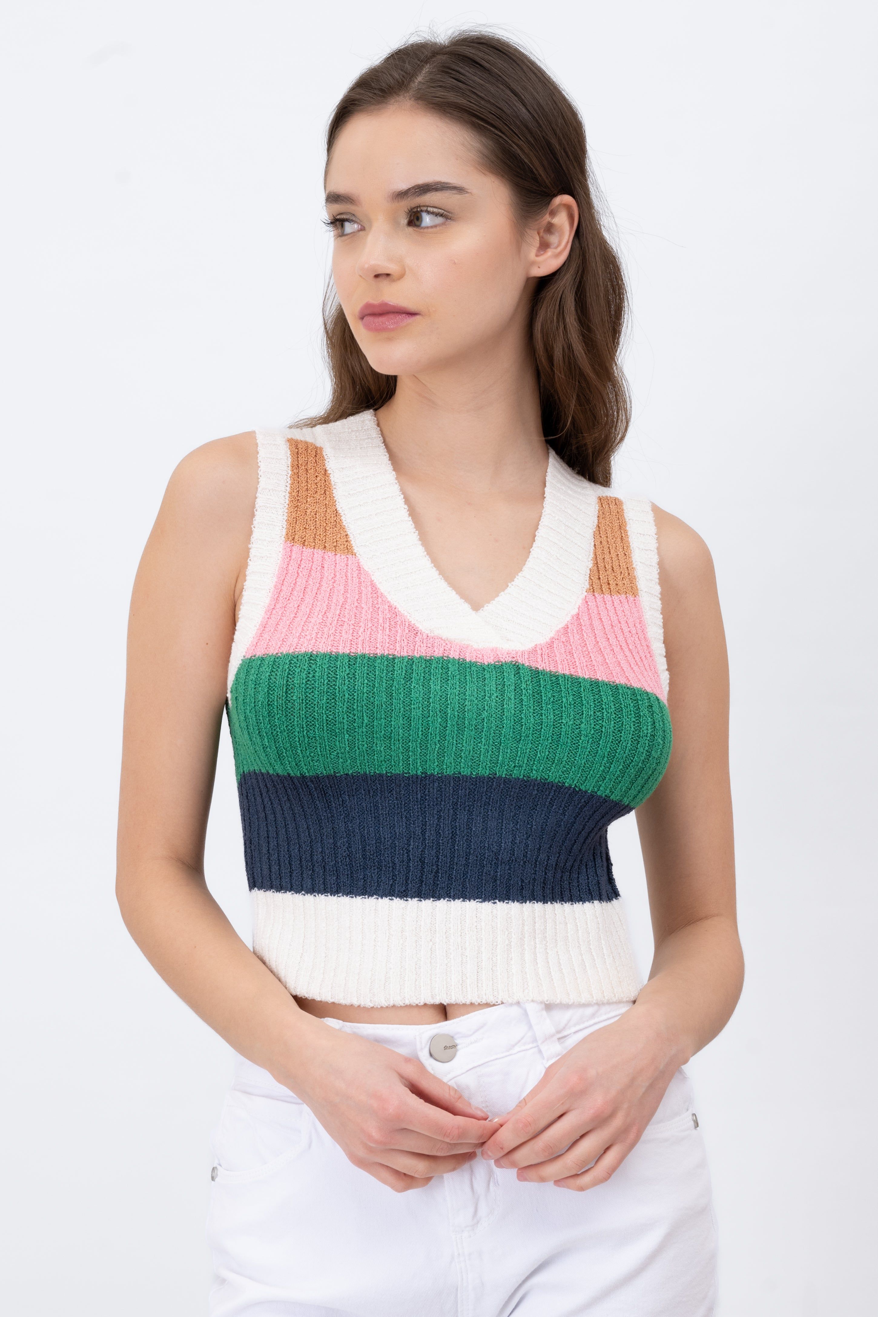 Chaleco Tejido Con Rayas sold by Shasa