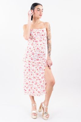 Vestido maxi abertura flores sold by Shasa