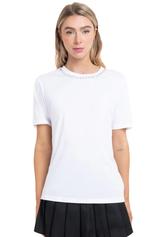 Playera manga carto cuello brillos sold by Shasa